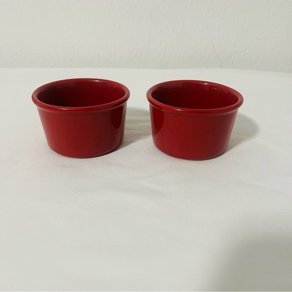 Chantal Set (2) Cook & Serve Red Ramekin 1 Cup Freeze Microwave Oven Dishwasher - Picture 1 of 5